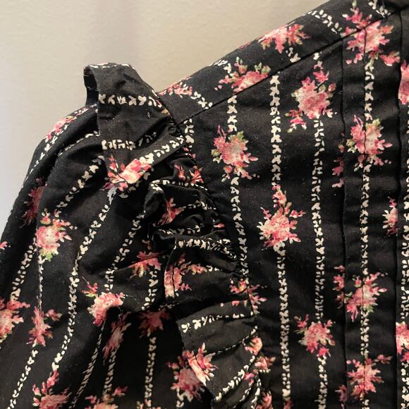 WAYF Small Babydoll Shift Dress | Black Pink Floral, Pintuck, 100% Cotton - Picture 5 of 9